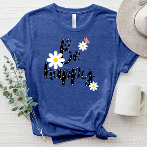 Be Happy Daisy Art Heathered Tee