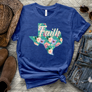 Texas Faith Flower Pattern Heathered Tee