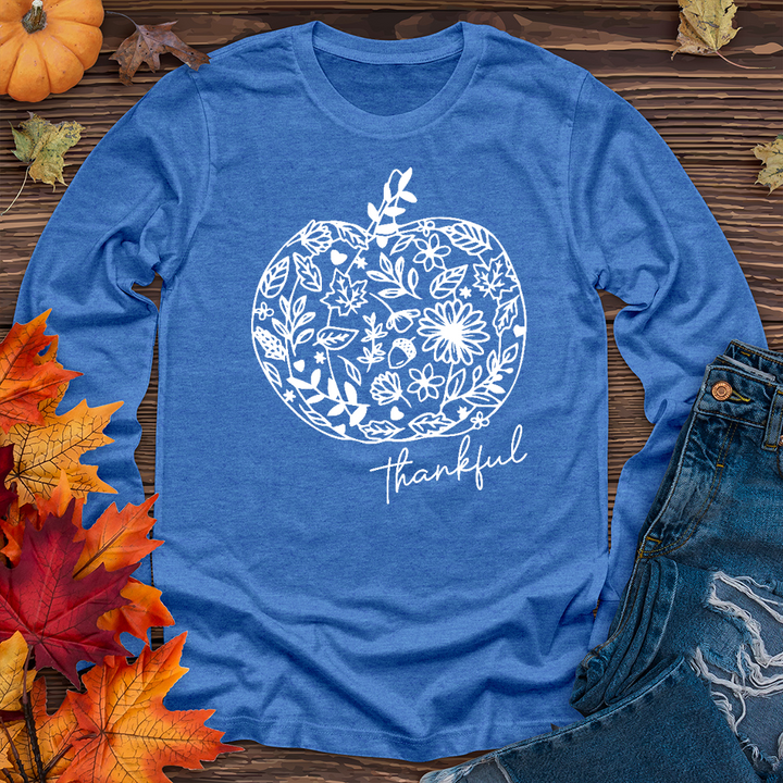 Thankful Flower Pumpkin Long Sleeve Tee