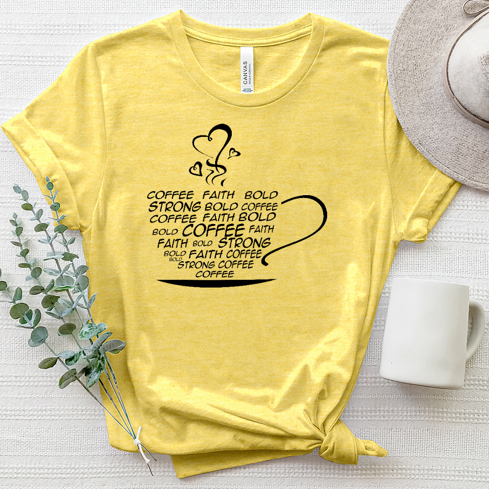 Coffee Cup Word Art Heathered Tee