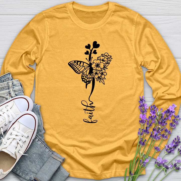 Faith Butterfly Hearts Long Sleeve Tee