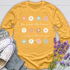 Because He Lives Boho Flowers Long Sleeve Tee