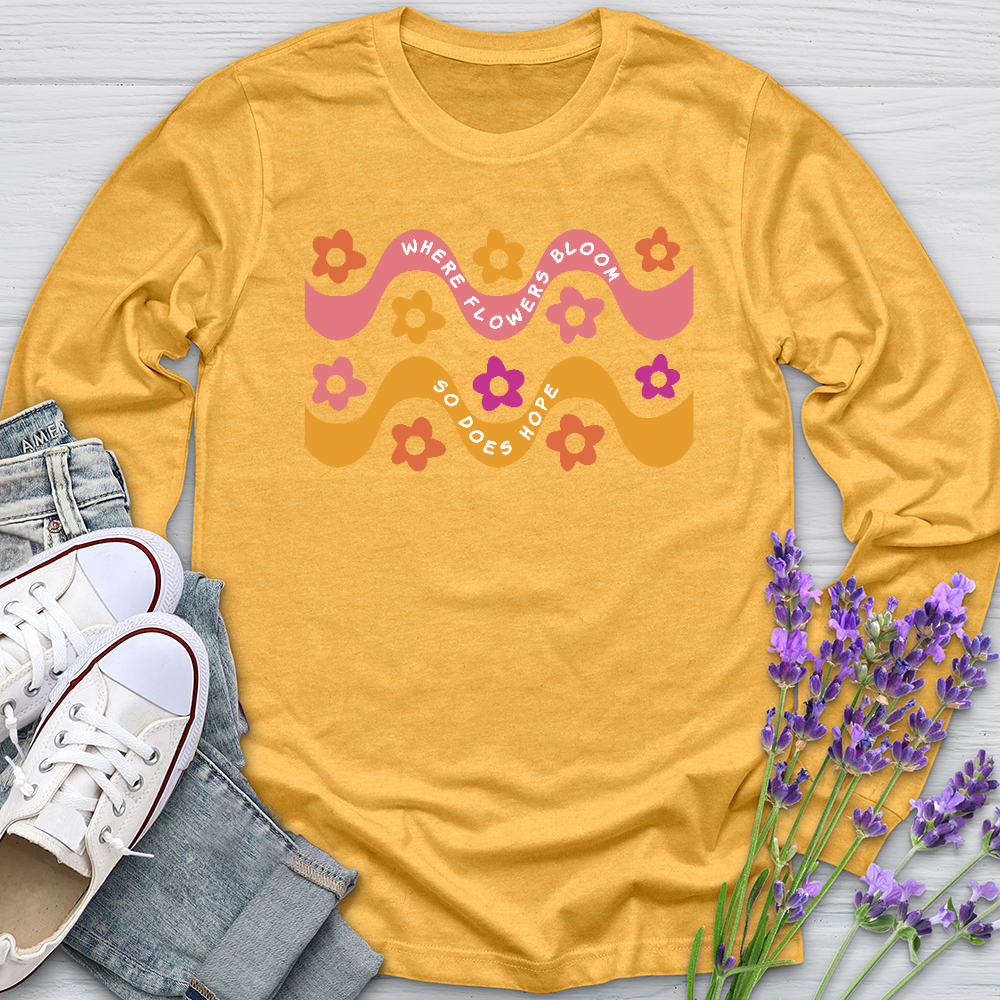Where Flowers Bloom Daisy Pattern Long Sleeve Tee