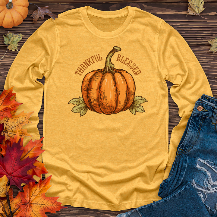 Thankful Blessed Pumpkin Long Sleeve Tee