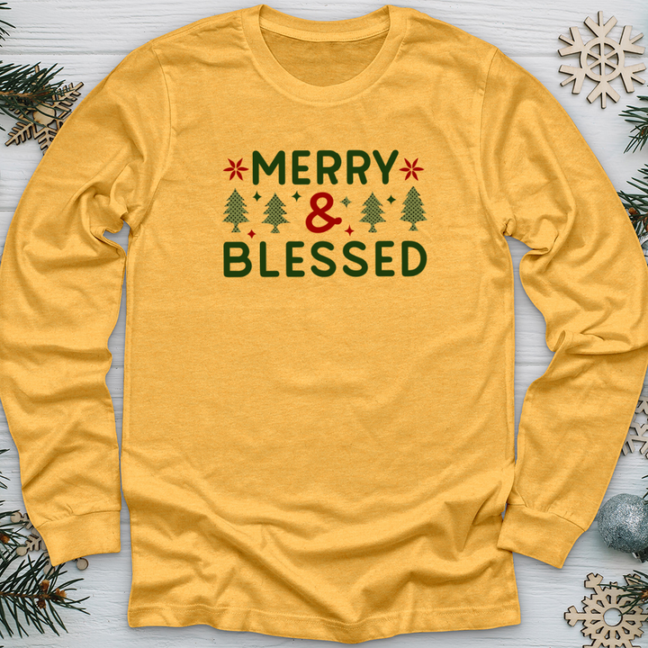 Merry & Blessed Plaid Green Long Sleeve Tee