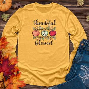 Retro Cozy Floral Trio Apples Long Sleeve Tee