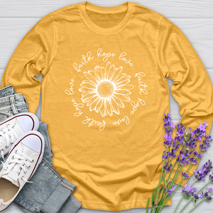 Faith Hope Love White Flower Long Sleeve Tee