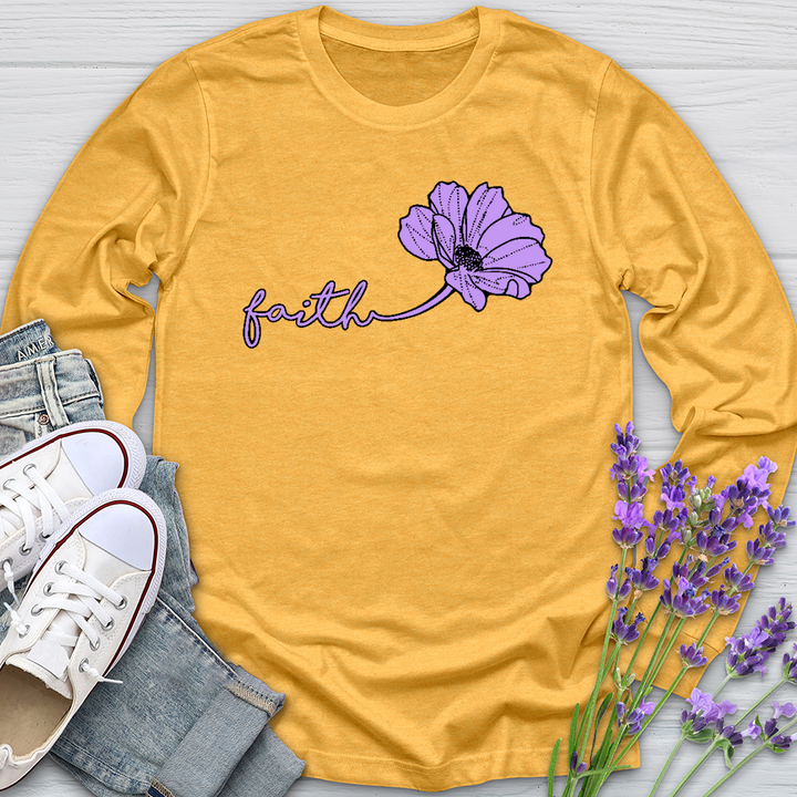 Faith Purple Flower Long Sleeve Tee