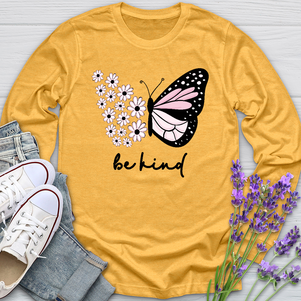 Be Kind Sunflower Butterfly Long Sleeve Tee