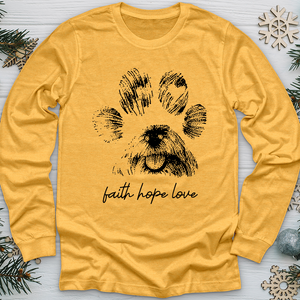 Faith Paw Print Face Long Sleeve Tee