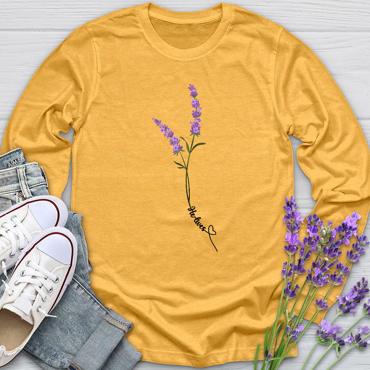 He Lives Word Art Long Sleeve Tee
