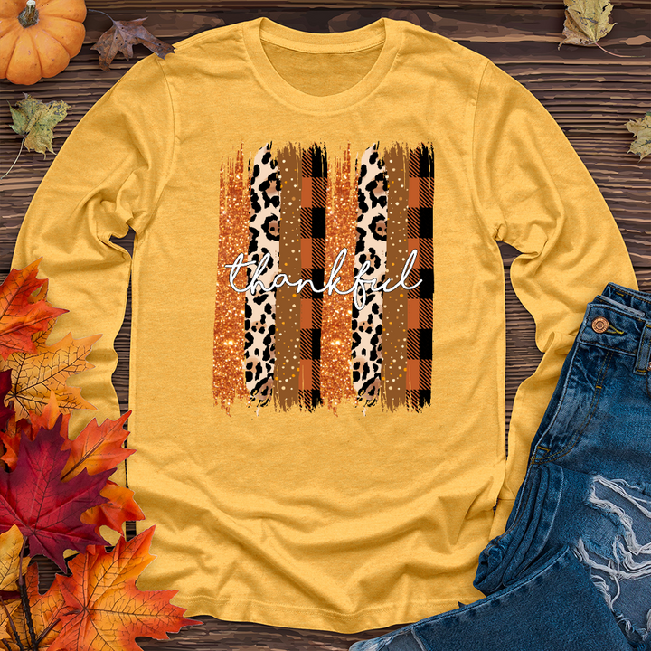 Thankful Watercolor Stripes    Long Sleeve Tee