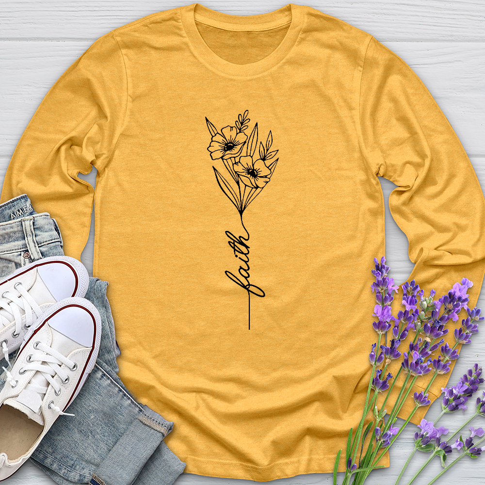 Faith Spring Flower Bouquet Long Sleeve Tee