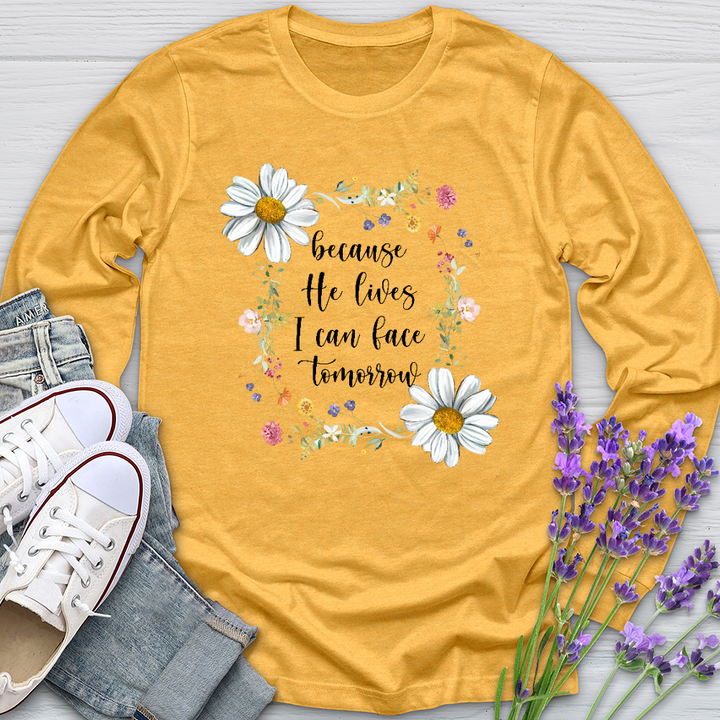 Because He Flower Patch Long Sleeve Tee