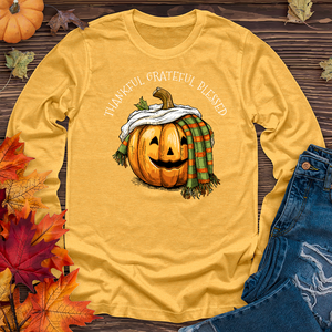 Thankful Grateful Blessed Happy Pumpkin Long Sleeve Tee