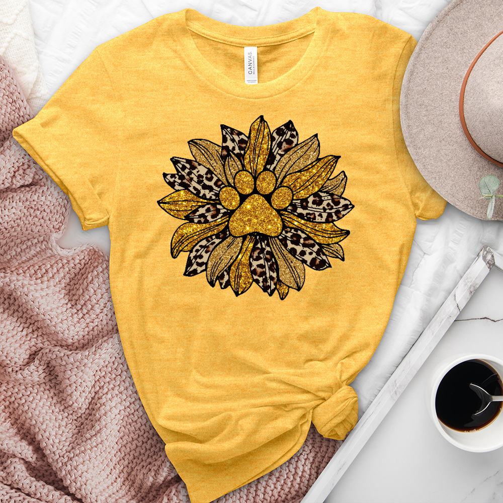 Paw print leopard sunflower heathered tee