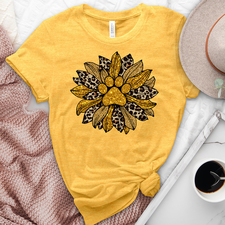 Paw print leopard sunflower heathered tee