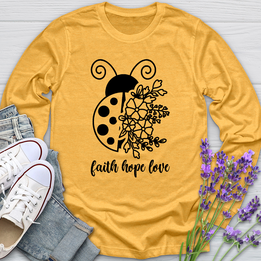 Faith Hope Love Ladybug Long Sleeve Tee
