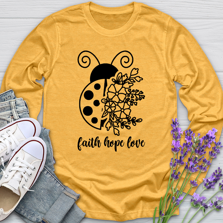 Faith Hope Love Ladybug Long Sleeve Tee