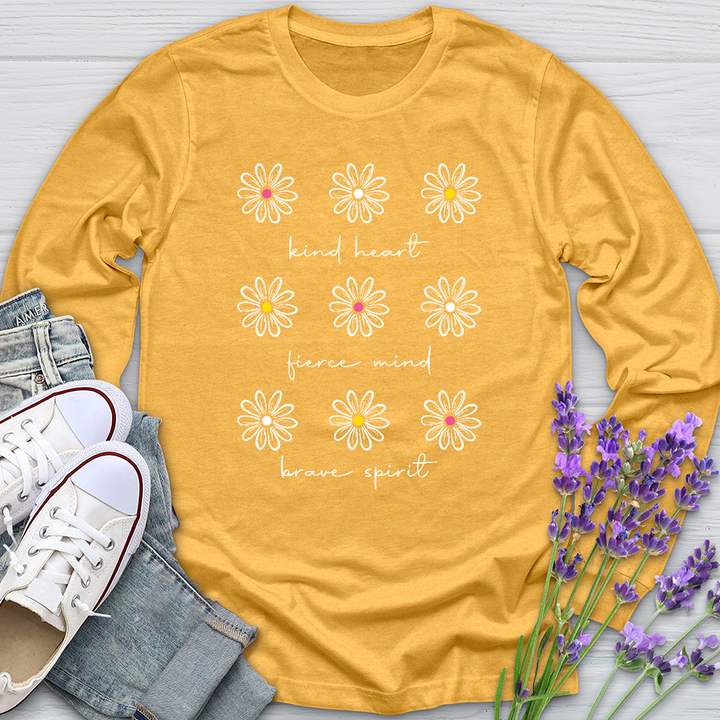 Kind Heart White Daisies Long Sleeve Tee