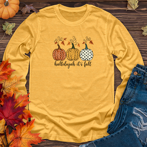 Retro Pumpkin Polka Dot Trio Long Sleeve Tee