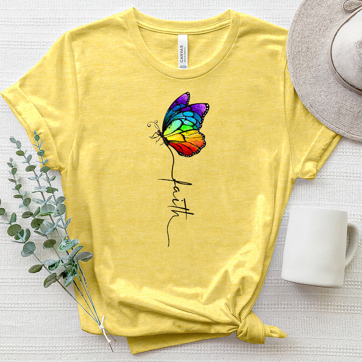 Rainbow Faith Butterfly Heathered Tee