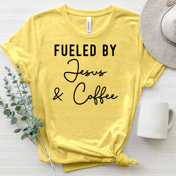 Fueled By Jesus And Coffee Heathered Tee