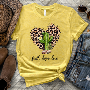 Cactus With Leopard Heart Heathered Tee