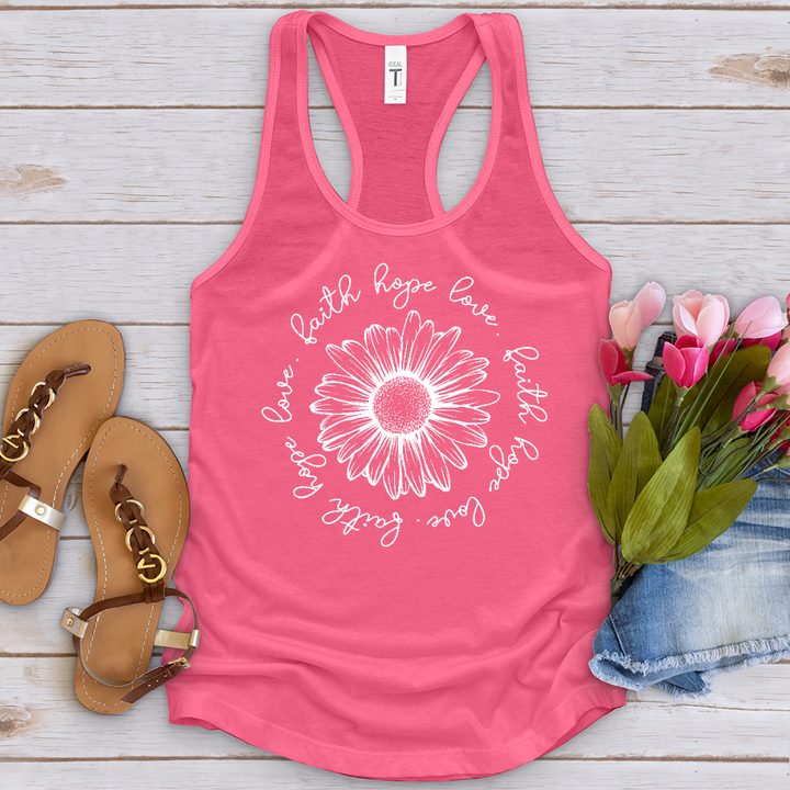 Faith Hope Love White Flower Tank Top