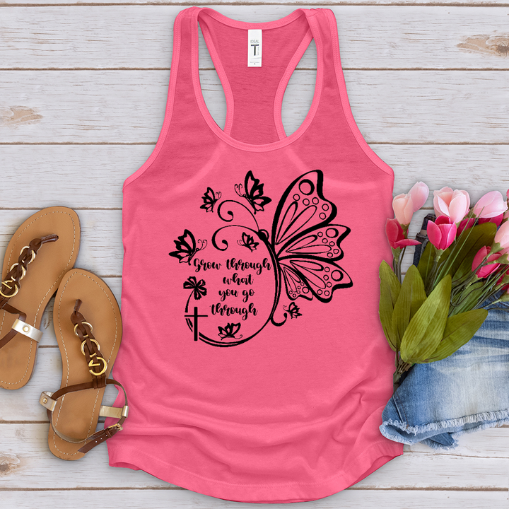 Grow Through What You Go Through Black Tank Top