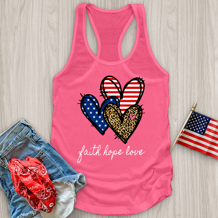 Faith Hope Love Pattern Hearts Tank Top