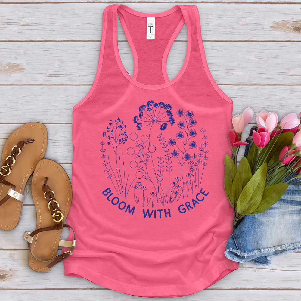 Bloom With Grace Royal Flowers Tank Top