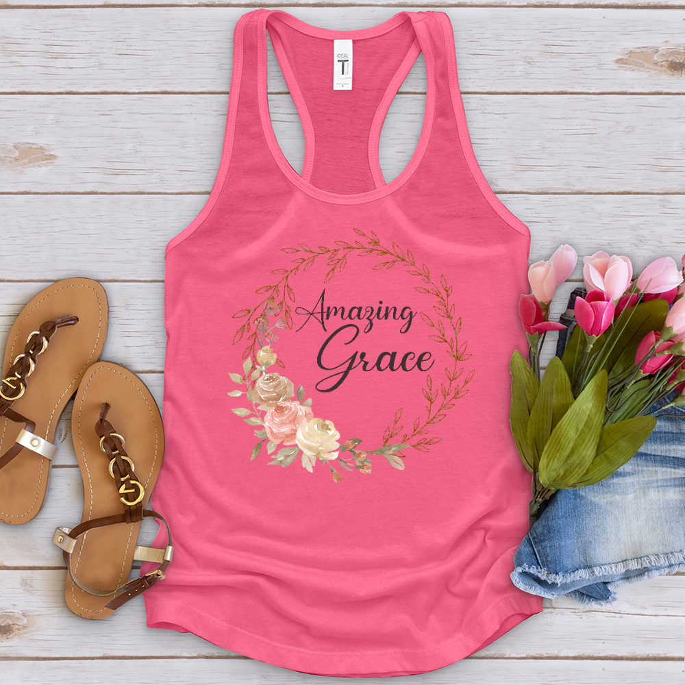 Amazing Grace Floral Wreath Tank Top