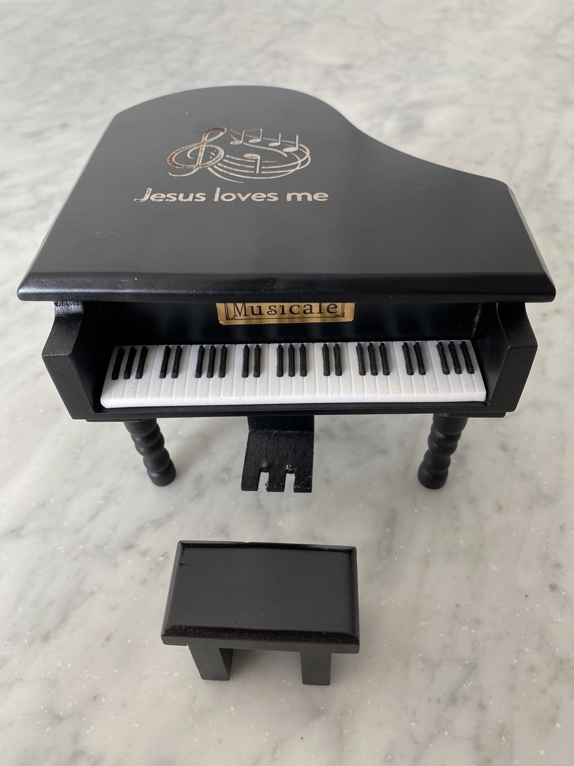 Jesus Loves Me Black Piano Custom Music Box