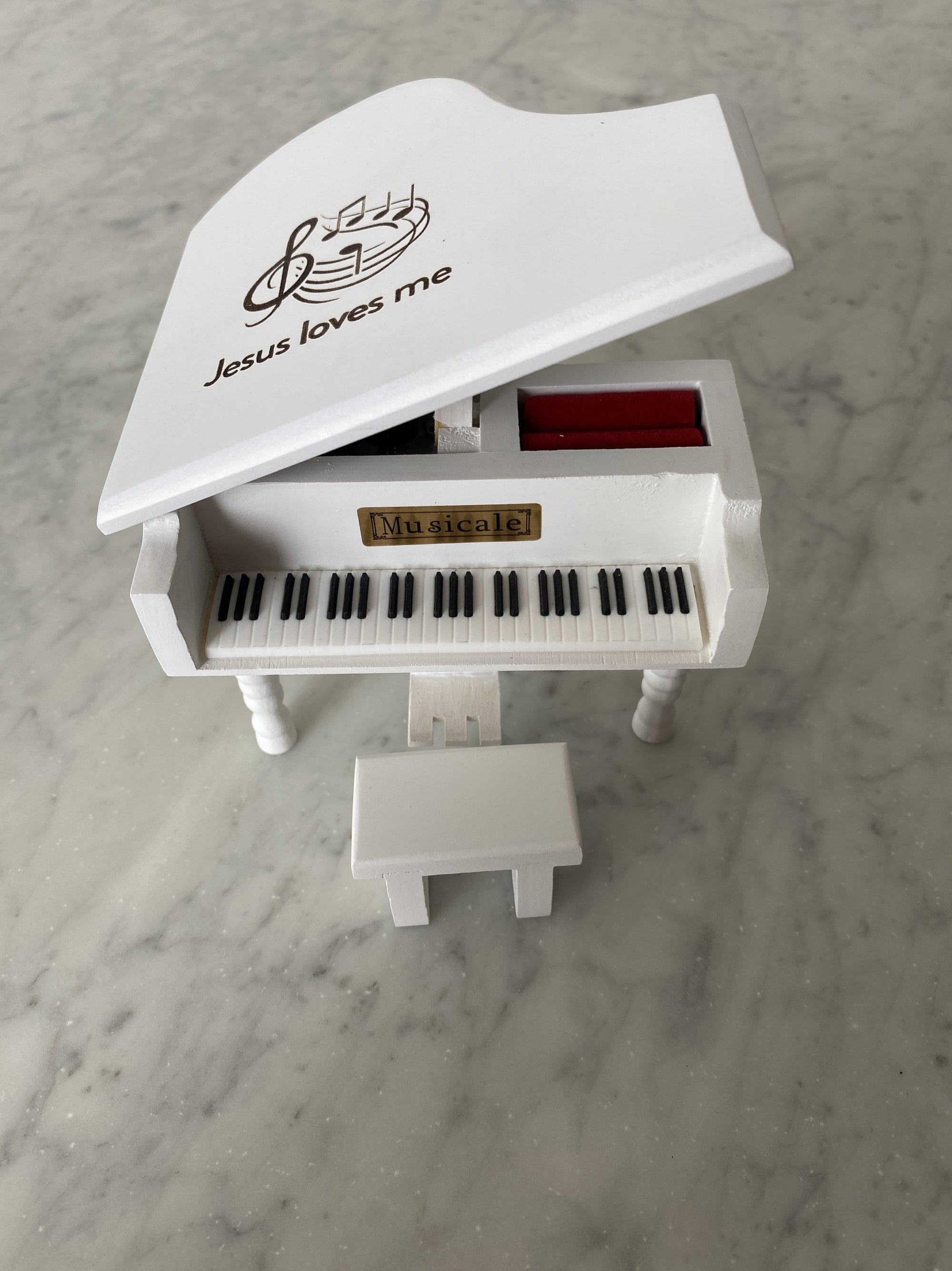 Jesus Loves Me White Piano Custom Music Box