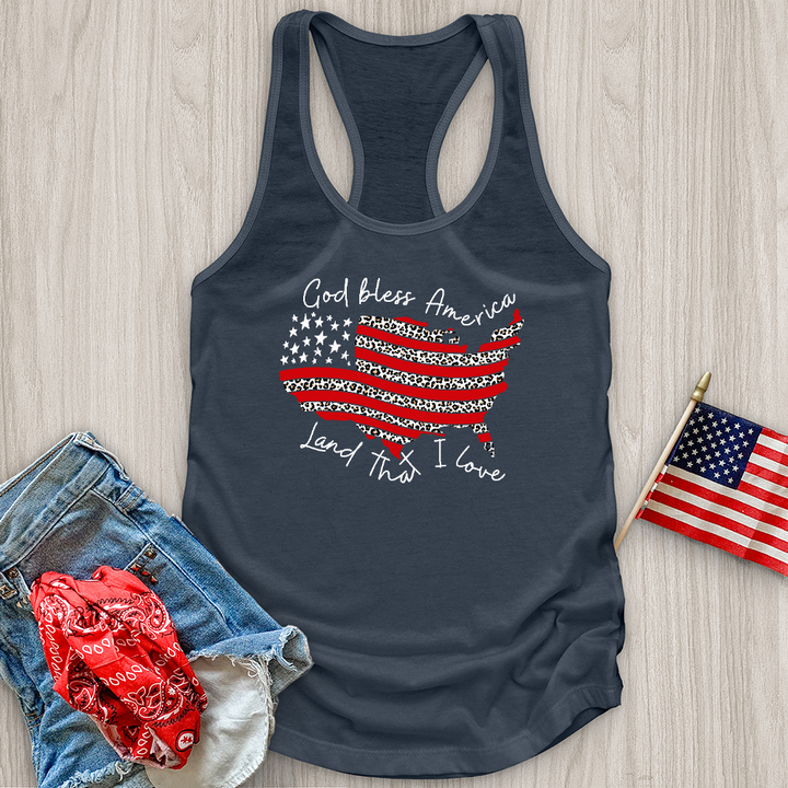 God Bless America Leopard Tank Top