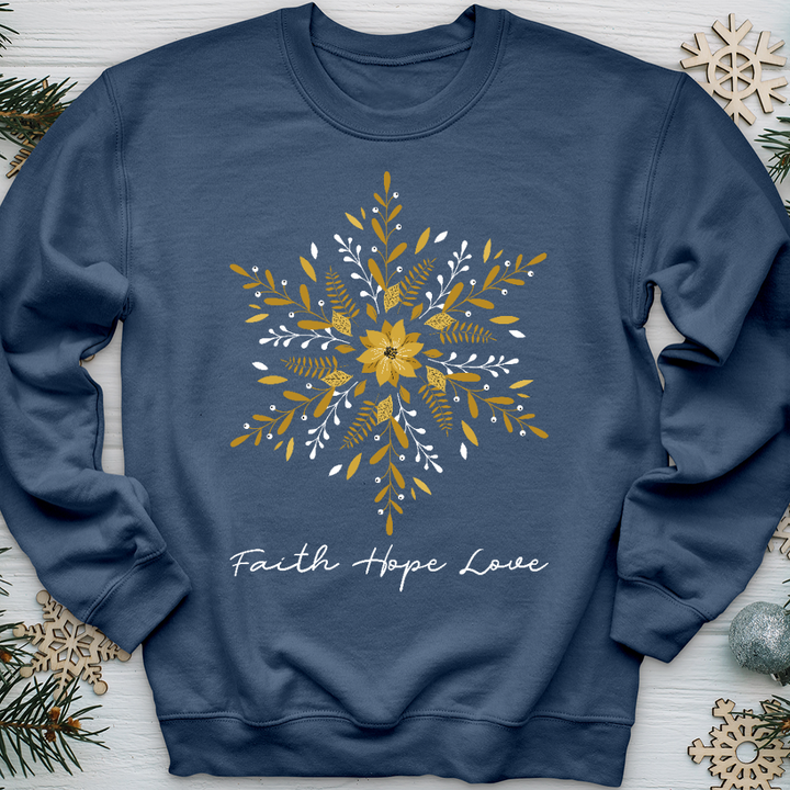 Faith Hope Love Snowflake Crewneck