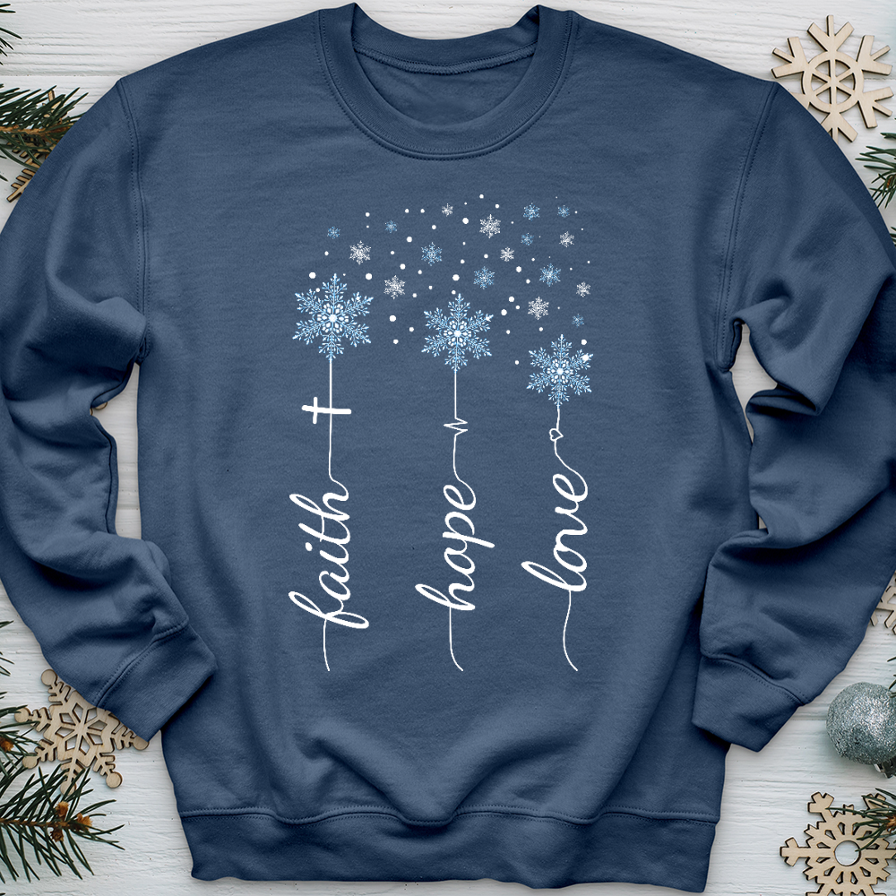 Faith Hope Love Snowflakes Crewneck