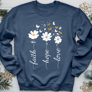 Faith, Hope, Love, Floral Crewneck