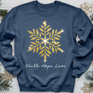 Gold Snowflake Shimmer Crewneck