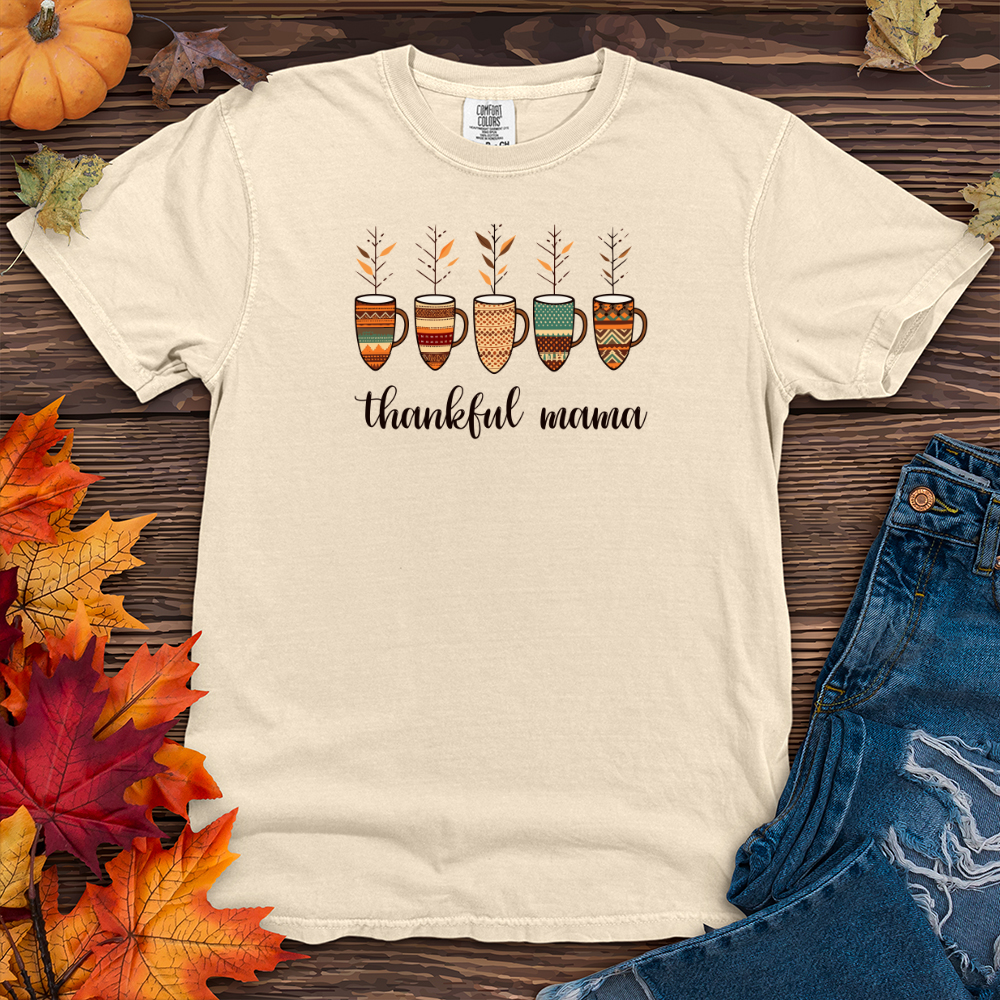 Retro Fall Mornings Argyle Trio Coffee Cups Heavy Cotton Comfort Colors Tee