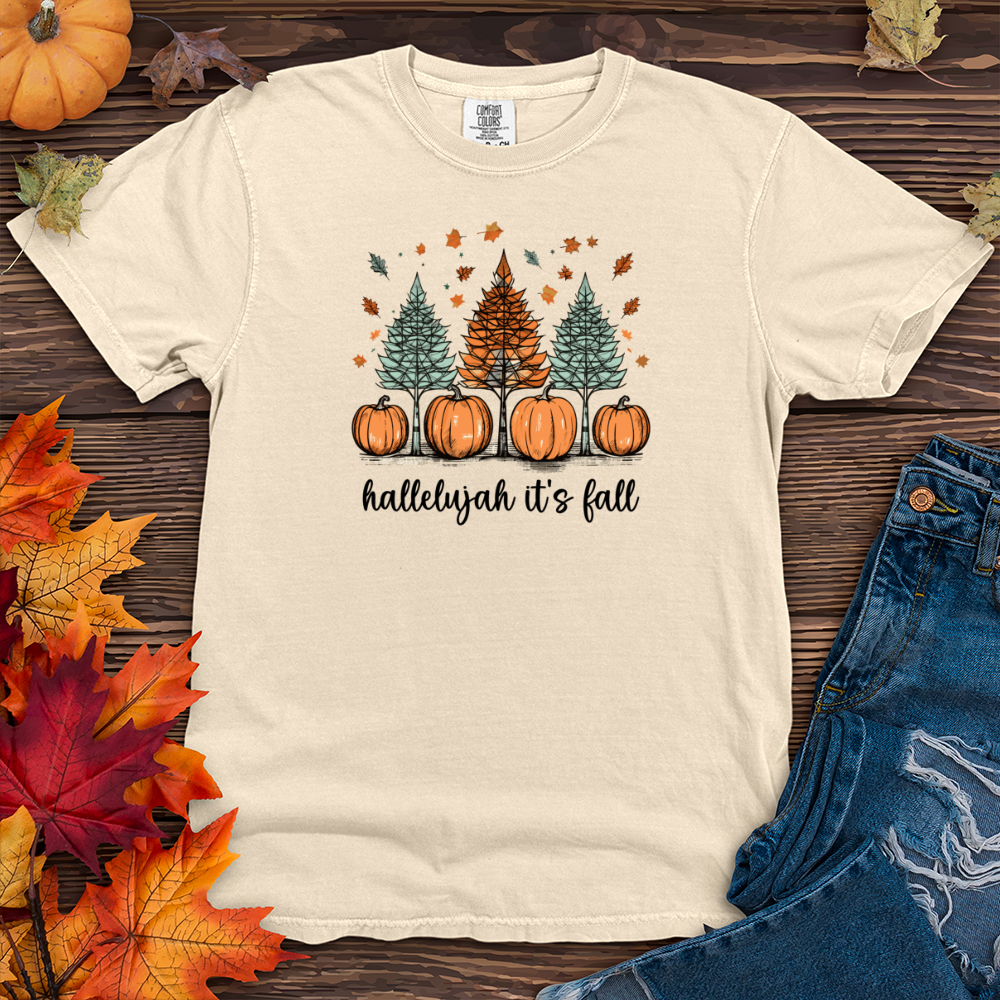 Cozy Autumn Trio Sparkling Trees Heavy Cotton Comfort Colors Tee