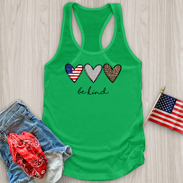 Be Kind Heart Flag Tank Top