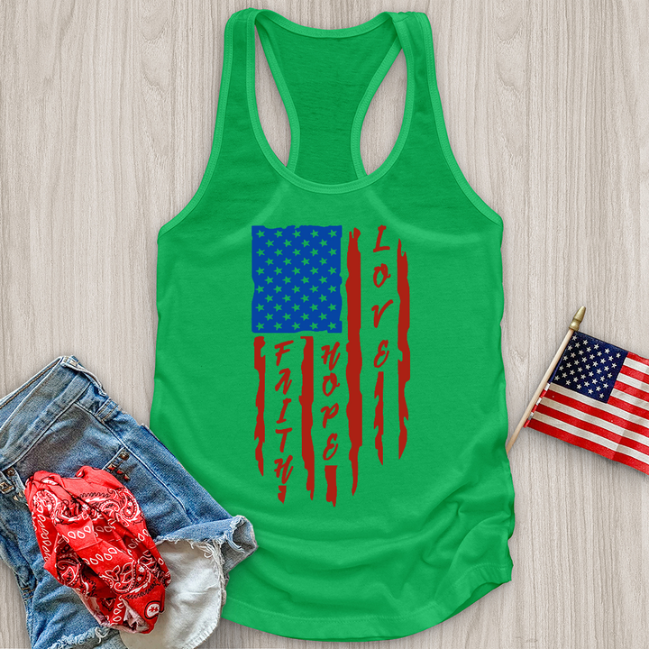 Faith Hope Love Flag Tank Top