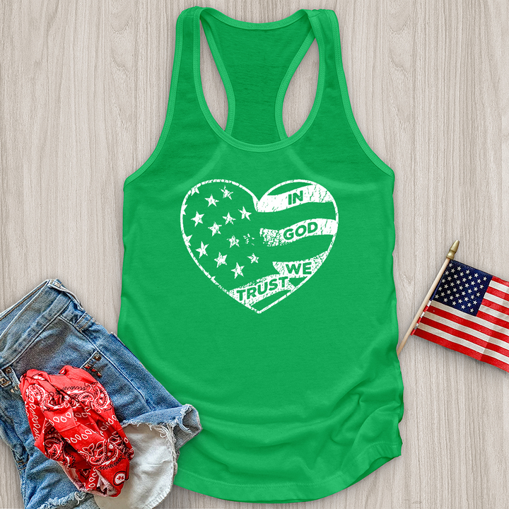 In God We Trust Faded Heart Tank Top