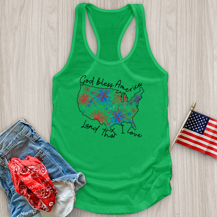 God Bless Fireworks Variation Tank Top