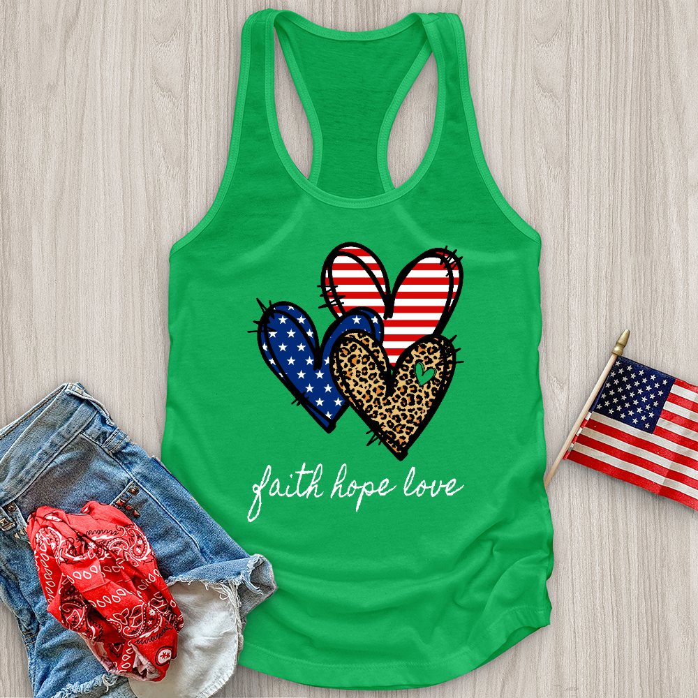 Faith Hope Love Pattern Hearts Tank Top