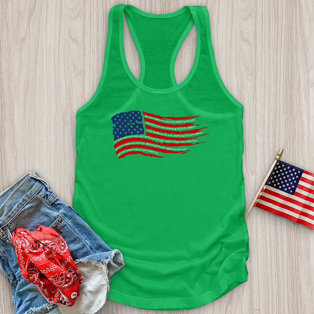 God Bless Word Flag Tank Top