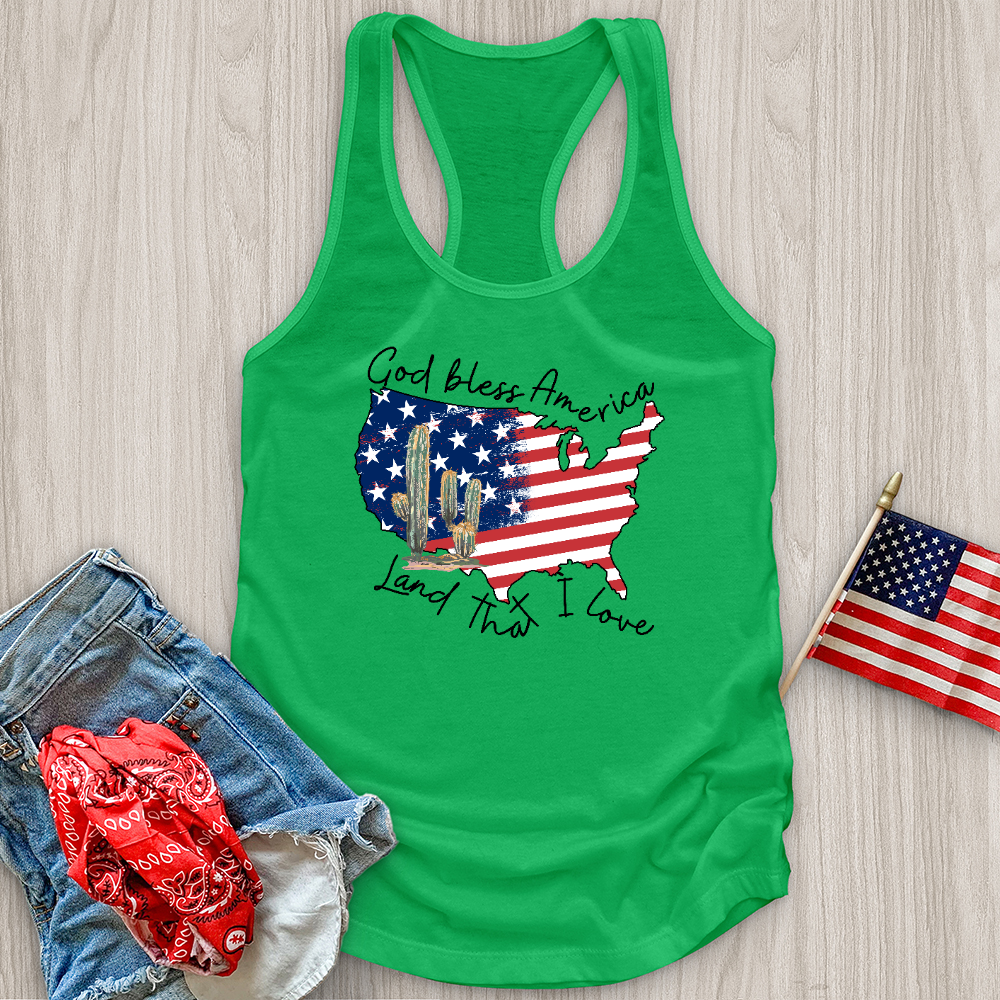 God Bless Cactus Country Tank Top