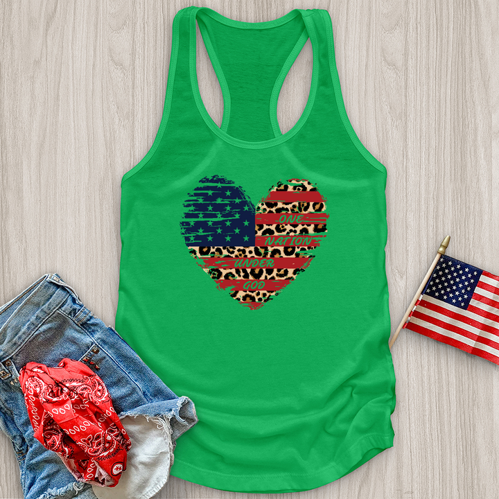 One Nation Leopard Heart Tank Top